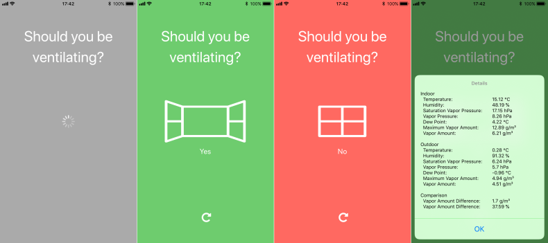 Ventilation Suggestion App Screenshots